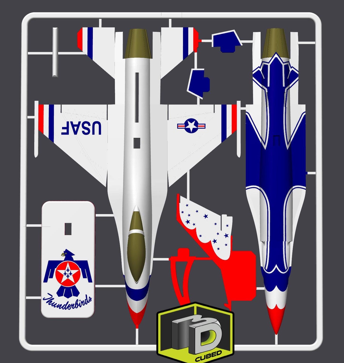 F-16 Model Kit – Arctic Camo Fighter Jet – 3D Printed DIY Airplane Display with Stand – Flat-Pack Gift for Pilots & Aviation Fans