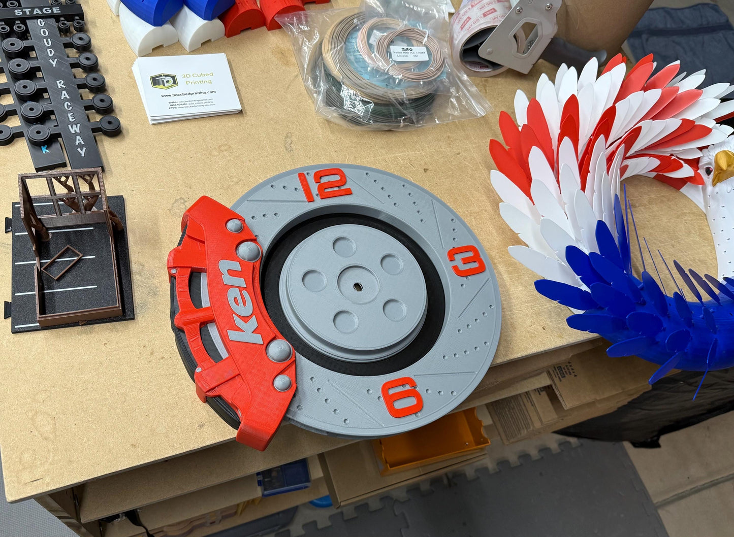 Brake Rotor & Caliper Wall Clock – Disc Brake Garage Decor with Personalized Caliper