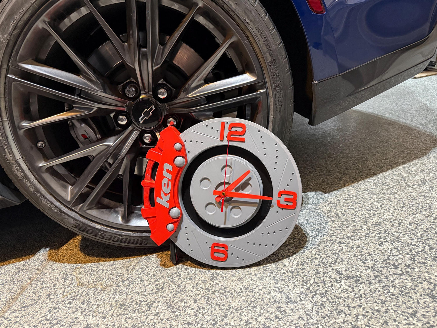 Brake Rotor & Caliper Wall Clock – Disc Brake Garage Decor with Personalized Caliper