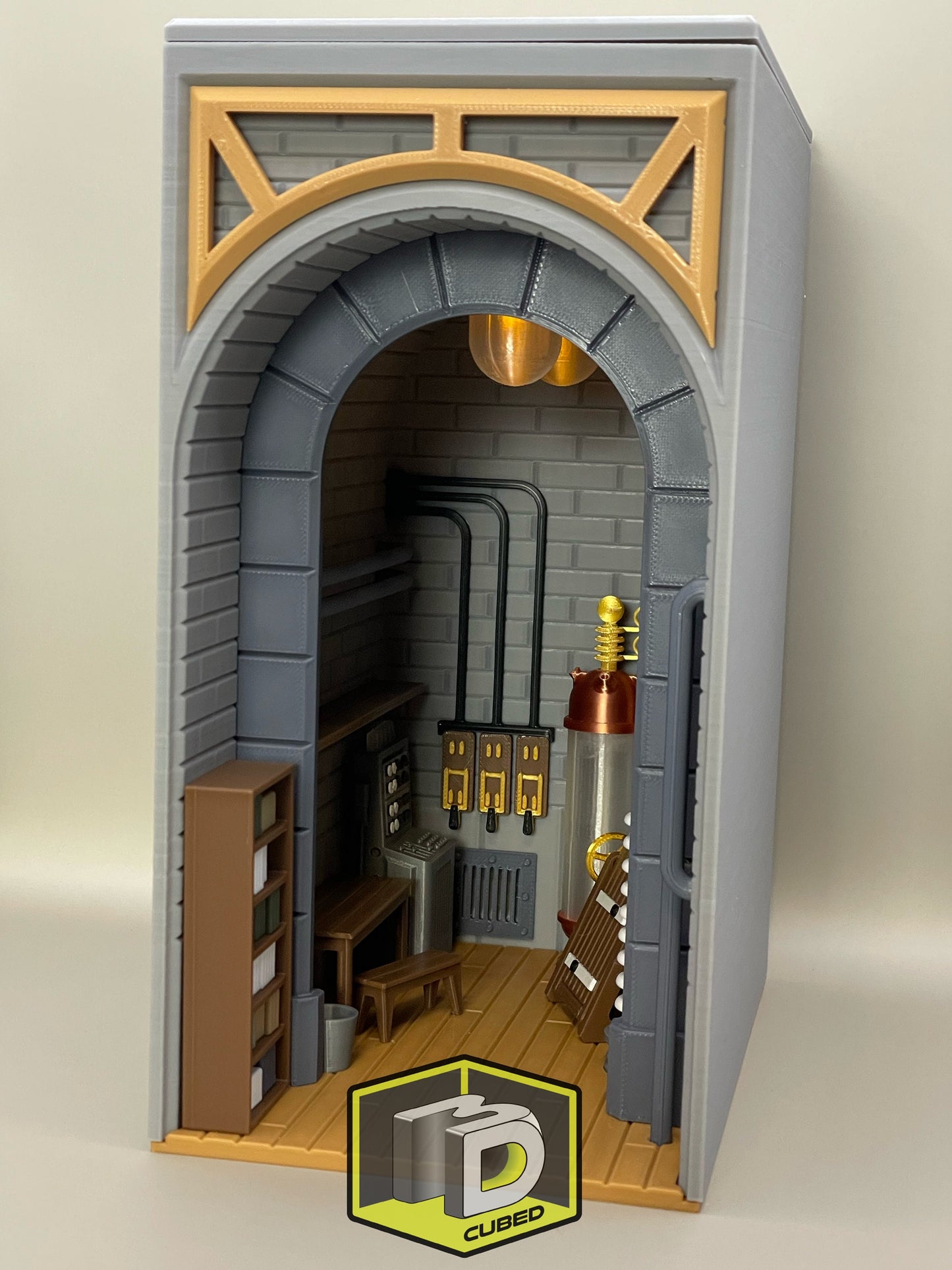 Frankenstein Lab themed Book Nook - Bookshelf Decoration and Home Office Fan Art Display of Dr Frankenstein's Laboratory