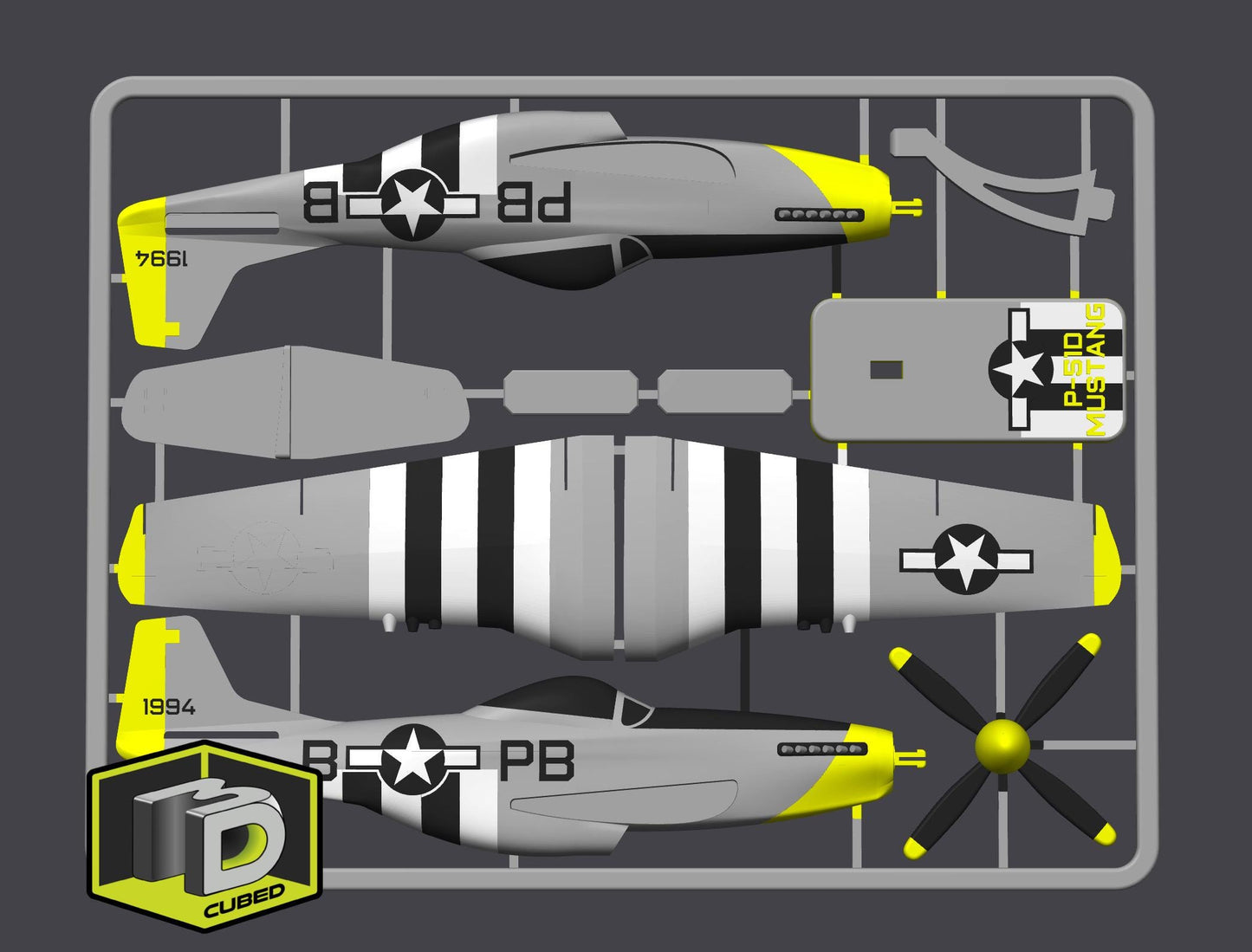 P-51D Mustang Model Kit – WWII Fighter Plane – DIY Aircraft Display with Stand – Aviation Collectible