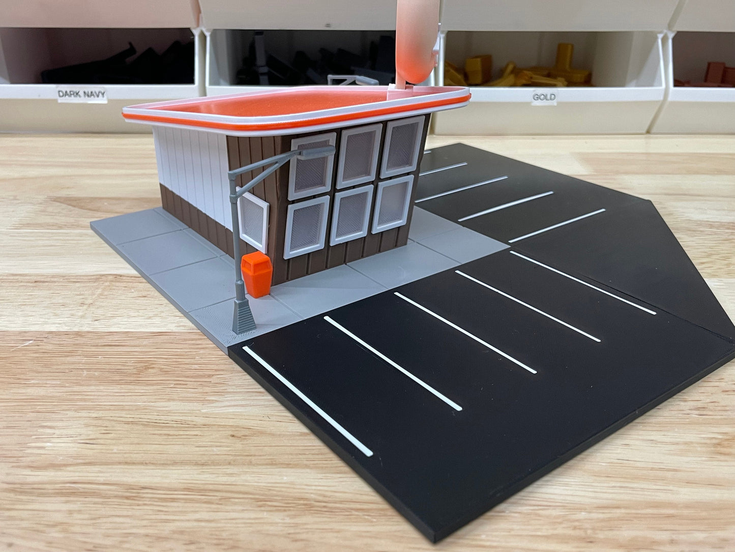 Donut Shop Diorama for 1/64th scale Die Cast Car Accessory - Roadside Display for Diecast Cars