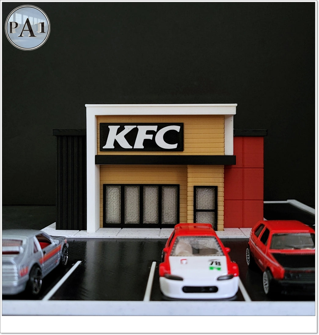 Fried Chicken Restaurant Diorama for 1/64th scale Die Cast Car accessory image 1