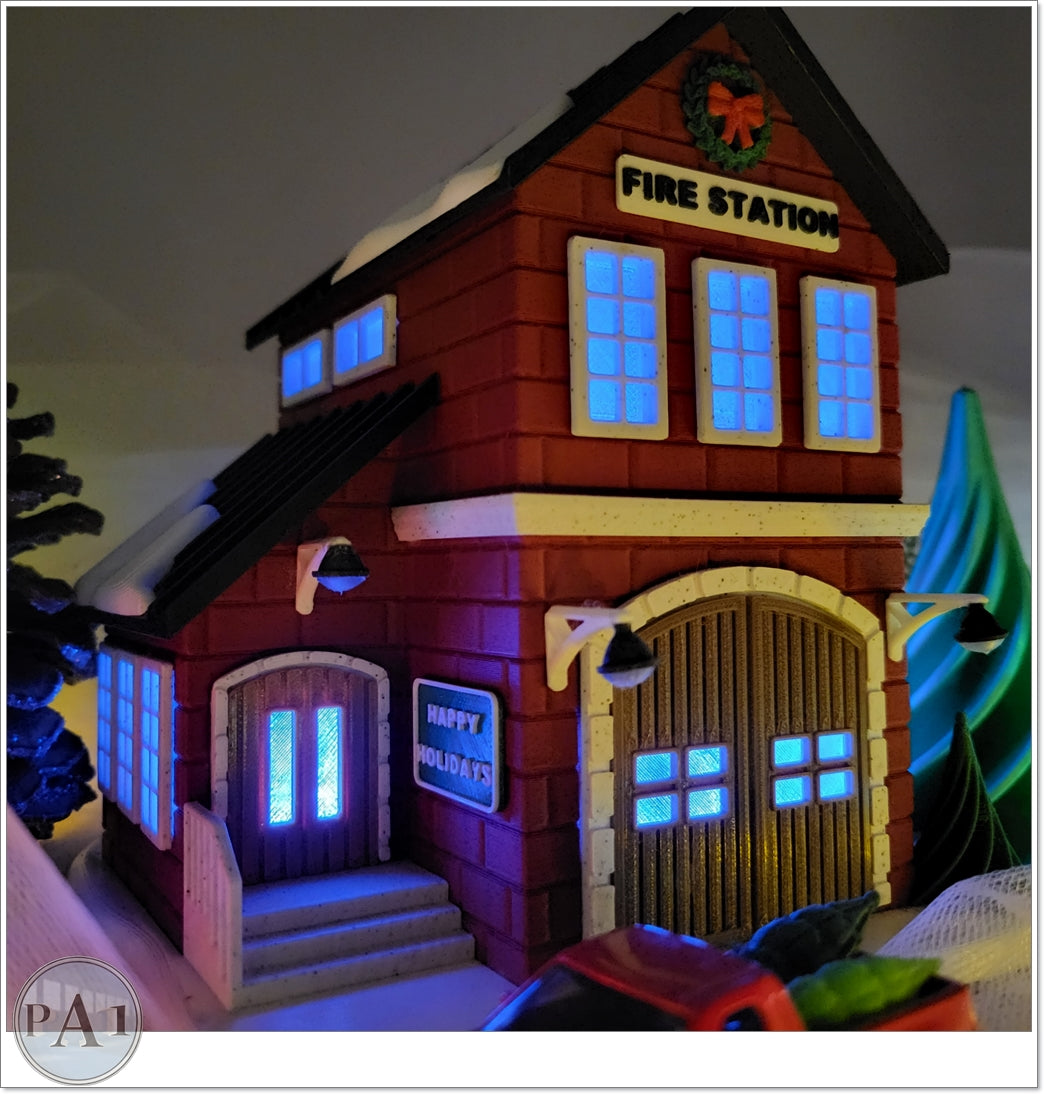 1:64 Scale Fire Station Diorama – Winter Scene Hot Wheels Display image 3