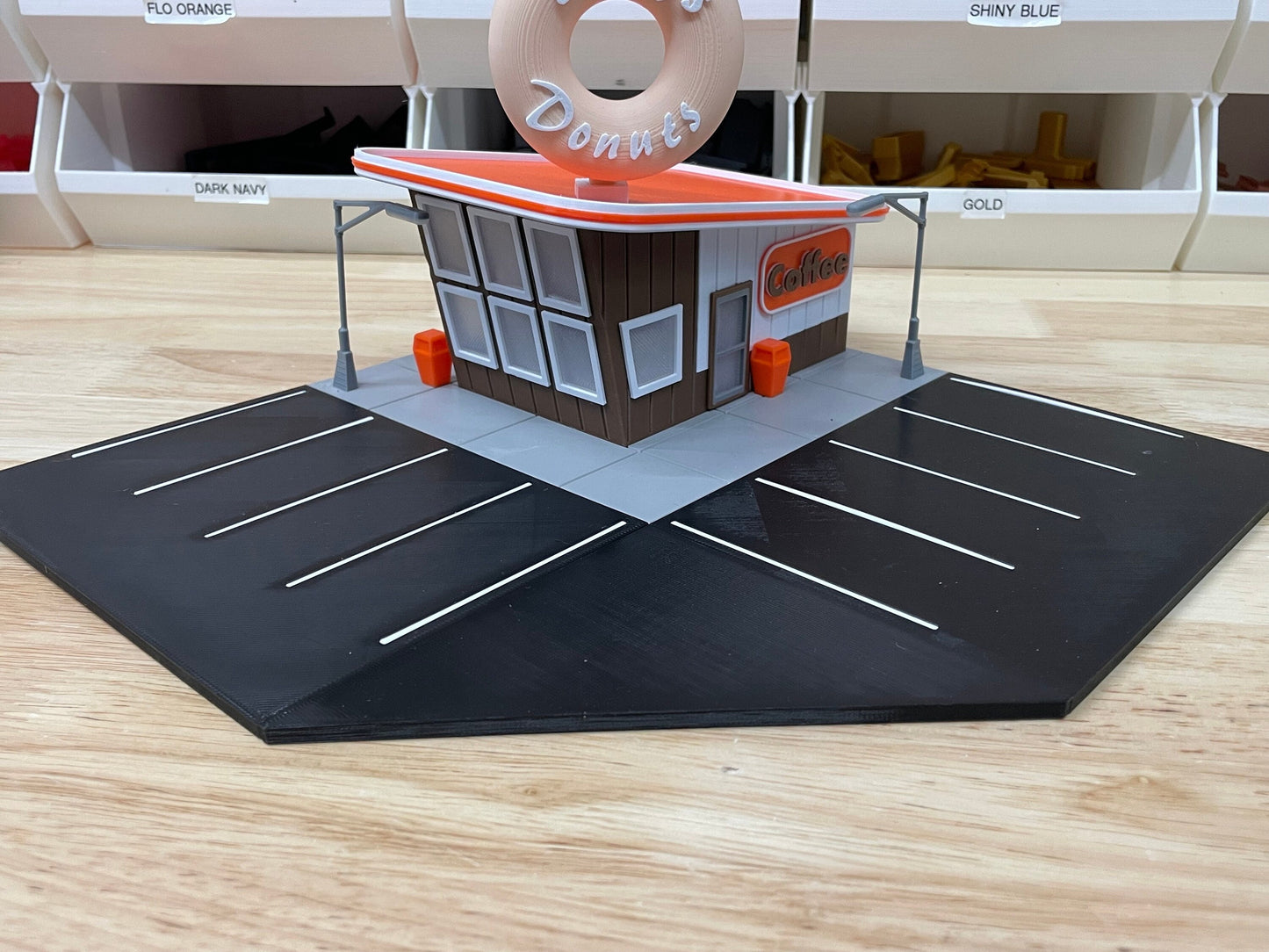 Donut Shop Diorama for 1/64th scale Die Cast Car Accessory - Roadside Display for Diecast Cars