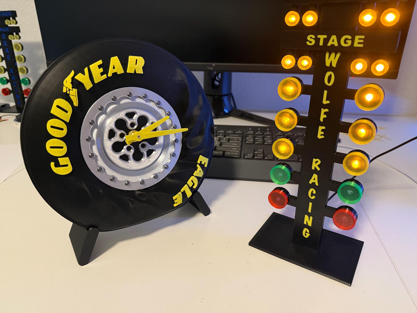 Dragster Tire Clock - Wrinkling Sideall Tire Clock - The Ultimate Racing Enthusiast’s Decor for Garage or Man Cave