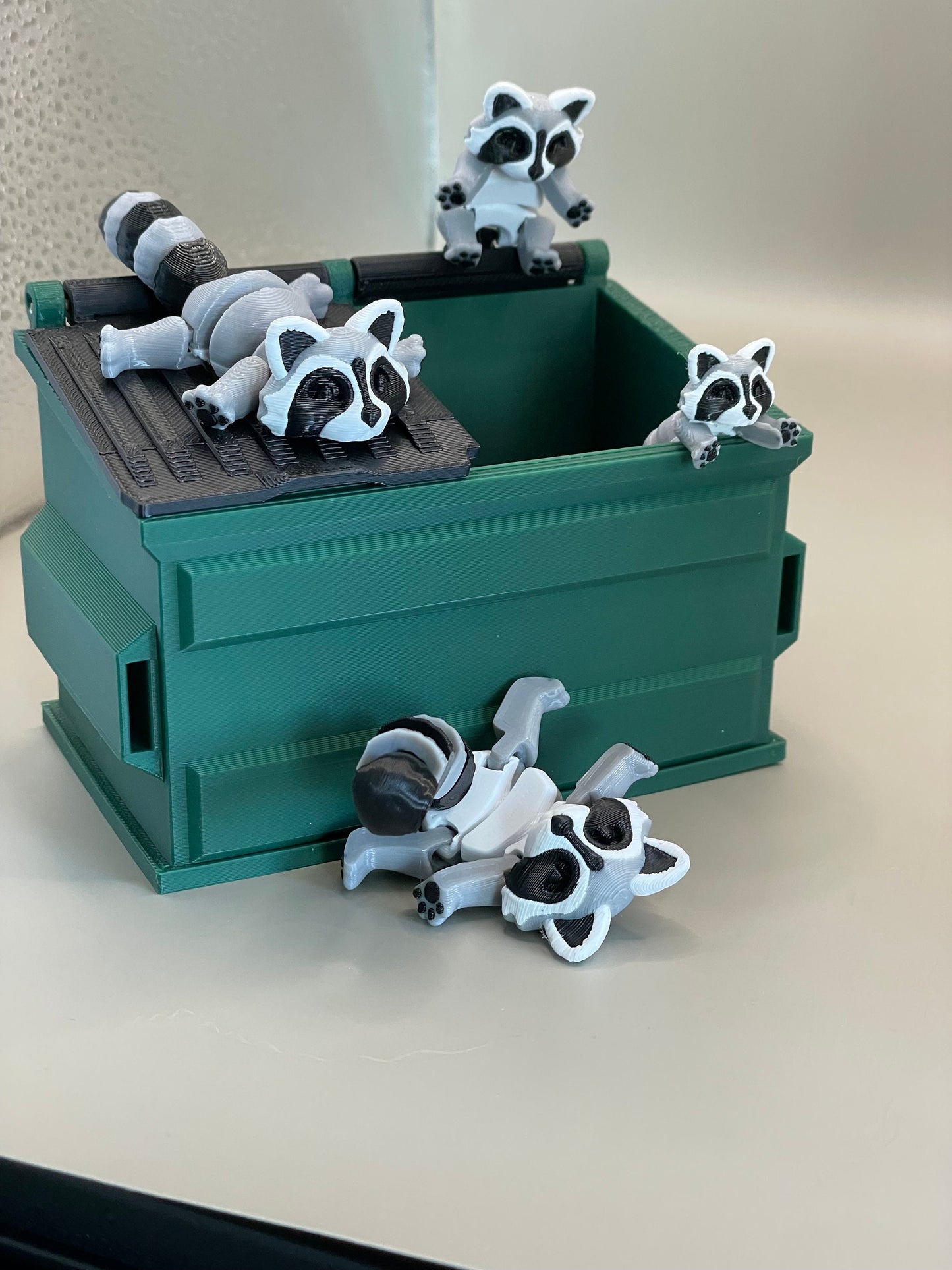 Mini Dumpster Model – Desk Storage Container with Opening Lids - Home for Flexi Animals