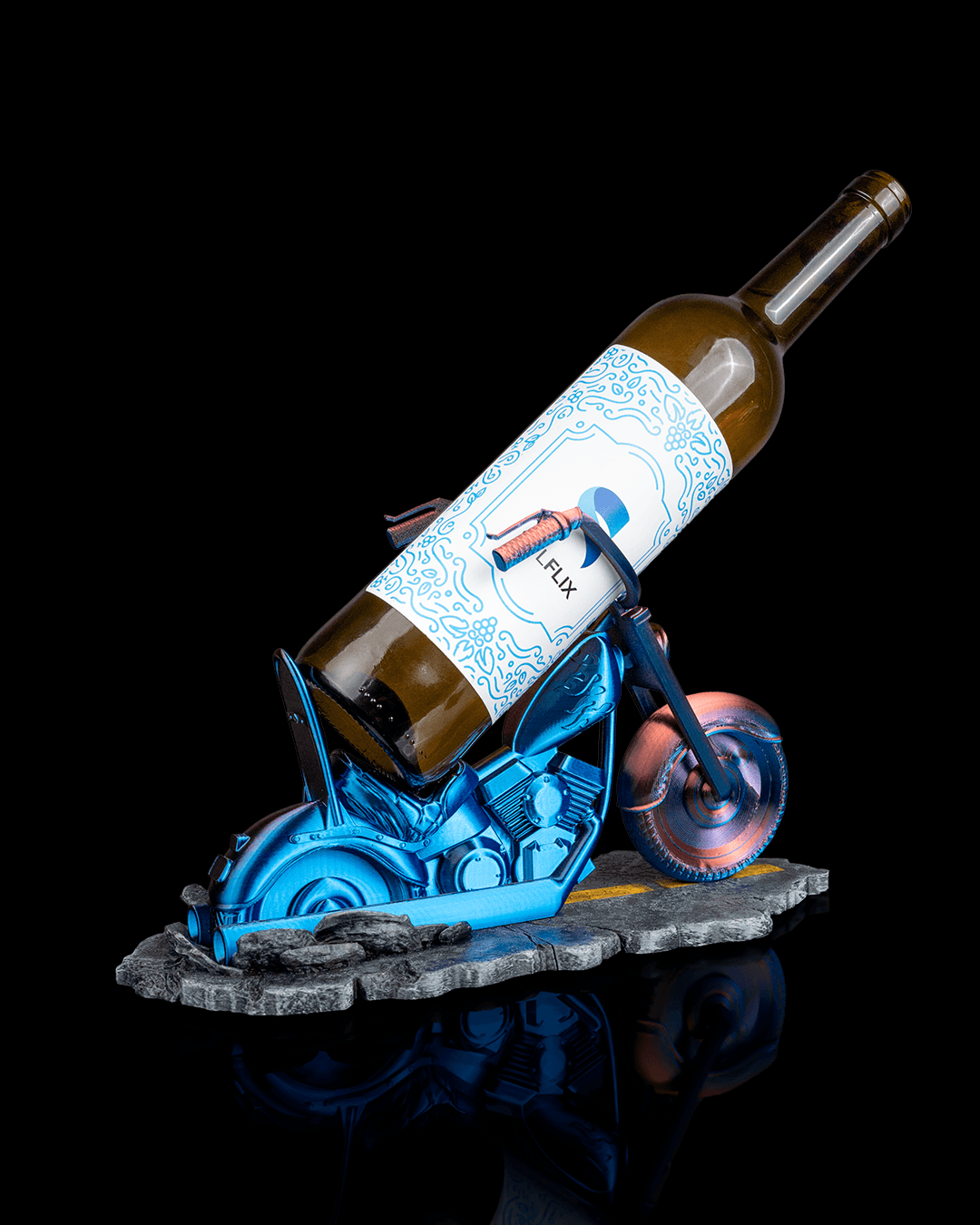 Motorcycle Wine Bottle Holder – Hot Rod Cruiser Design image 2
