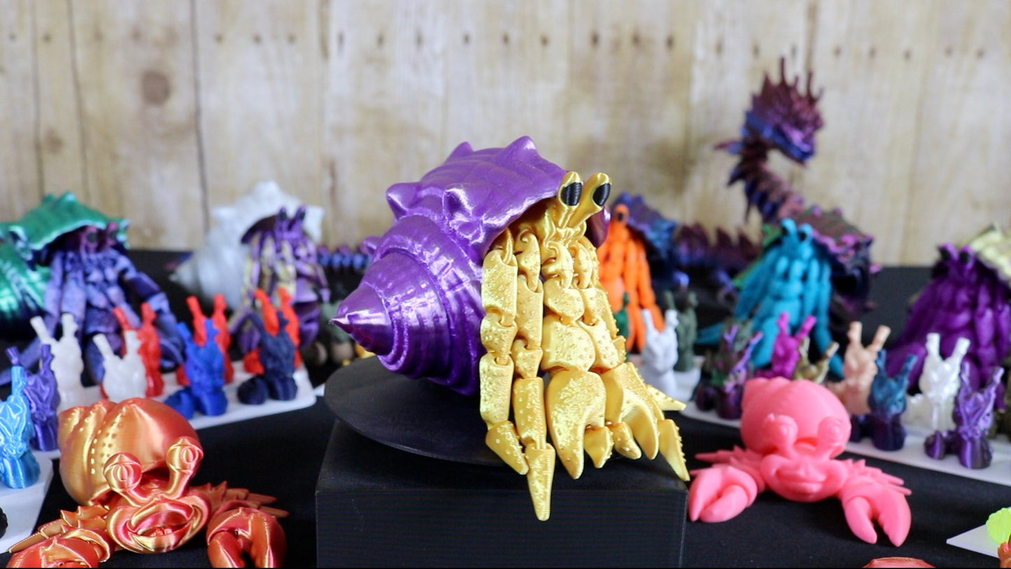 Articulated Hermit Crab Fidget Toy – 2 Sizes Available - Loads of Color Options