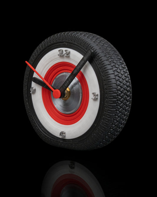 Vintage Whitewall Tire Wall Clock – Classic Car Wheel Design image 0