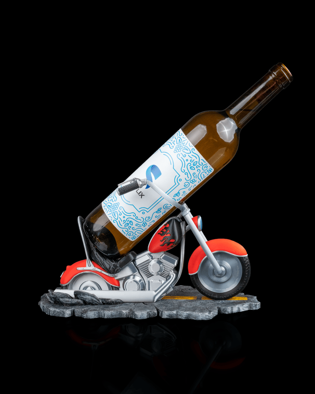Motorcycle Wine Bottle Holder – Hot Rod Cruiser Design image 1