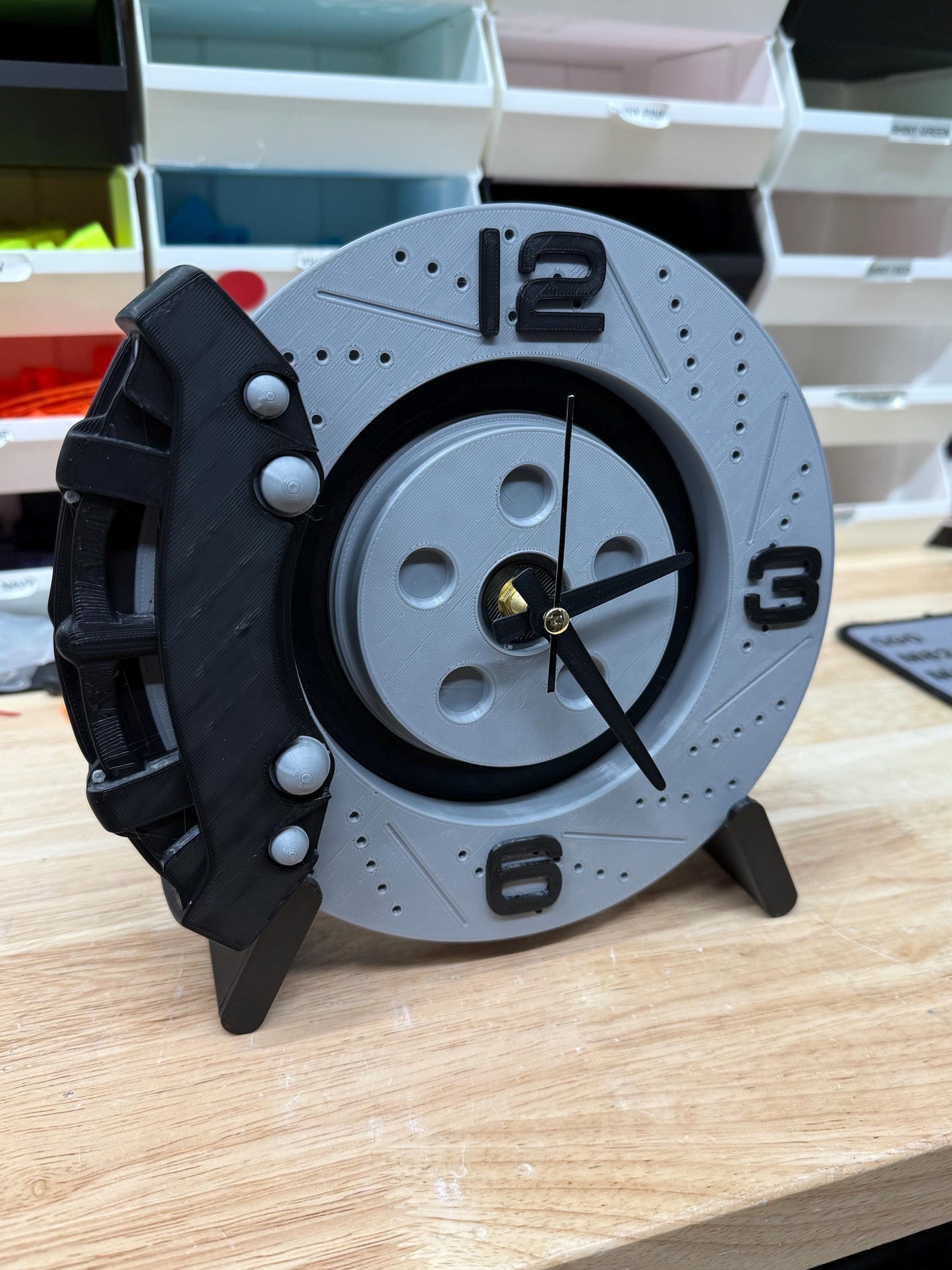 Brake Rotor & Caliper Wall Clock – Disc Brake Garage Decor with Personalized Caliper