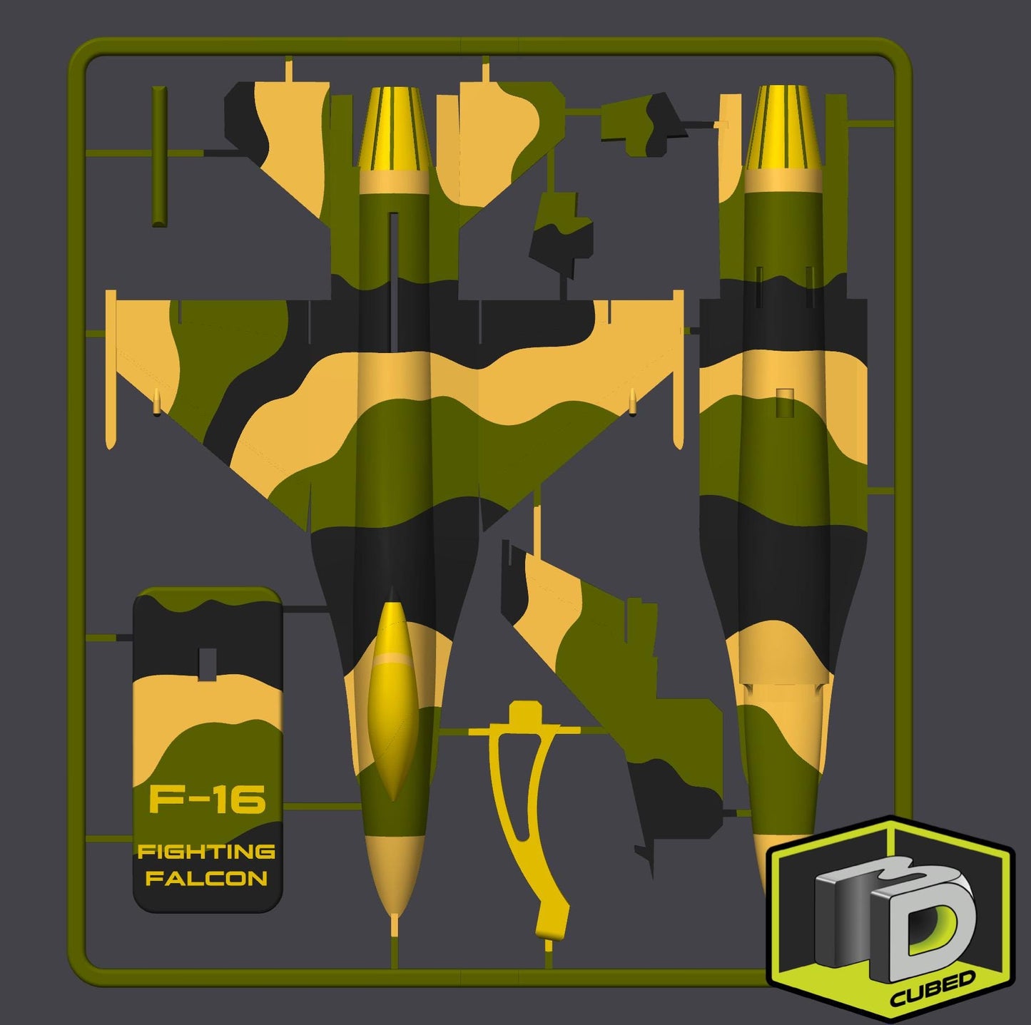 F-16 Model Kit – Arctic Camo Fighter Jet – 3D Printed DIY Airplane Display with Stand – Flat-Pack Gift for Pilots & Aviation Fans