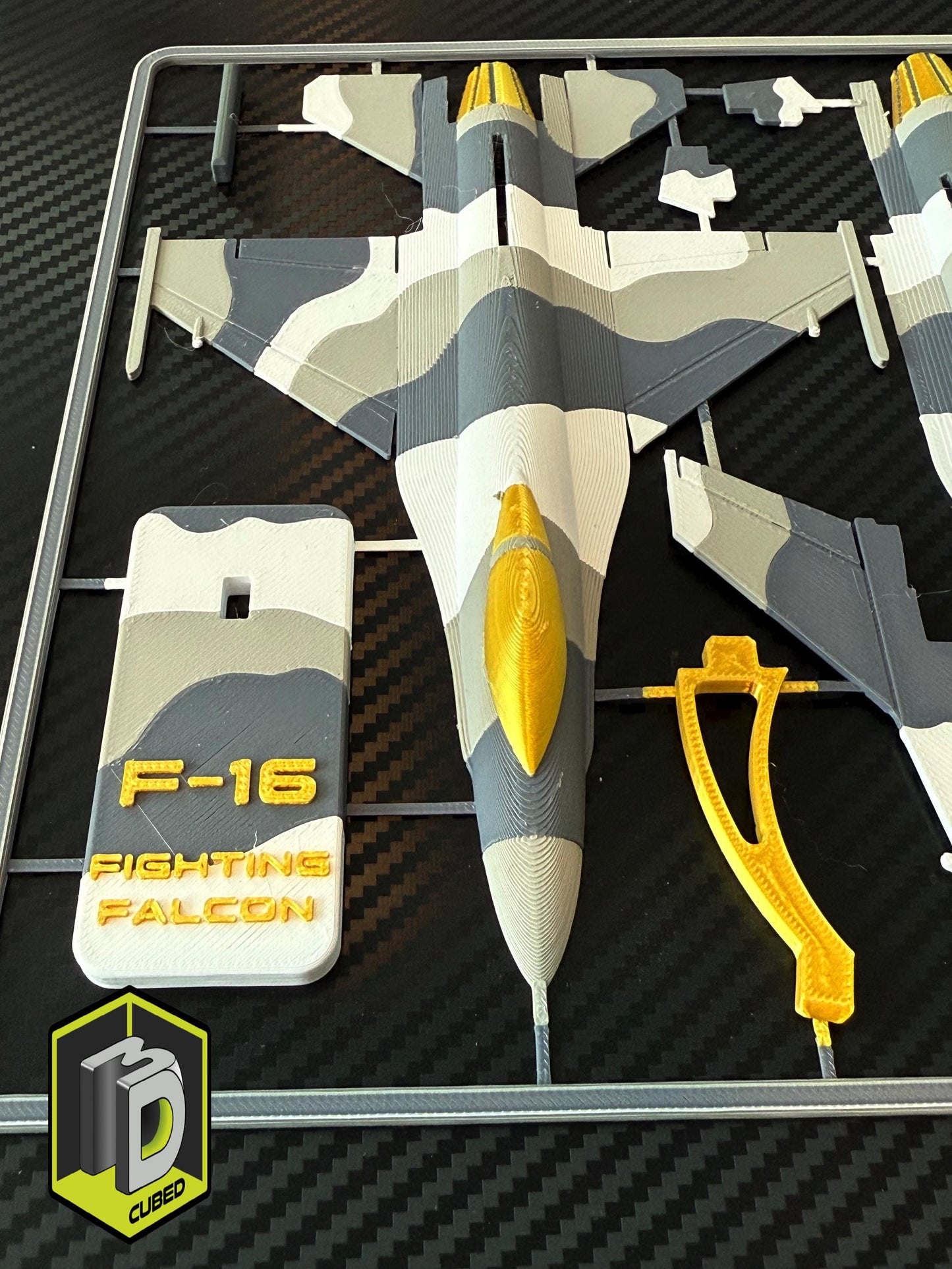F-16 Model Kit – Arctic Camo Fighter Jet – 3D Printed DIY Airplane Display with Stand – Flat-Pack Gift for Pilots & Aviation Fans