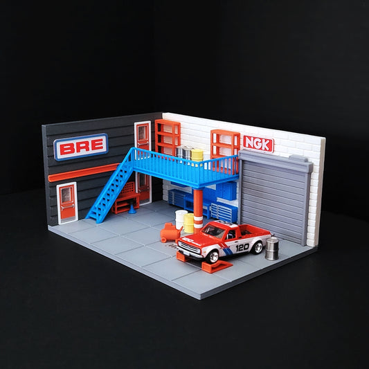1:64 Scale Racing Mechanic Shop Diorama –  Hot Display for cars with Wheels image 0
