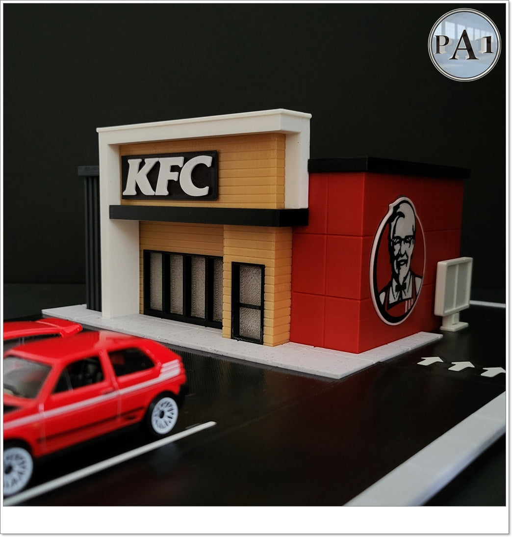 Fried Chicken Restaurant Diorama for 1/64th scale Die Cast Car accessory image 0