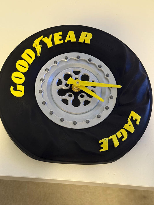 Dragster Tire Clock - Wrinkling Sideall Tire Clock - The Ultimate Racing Enthusiast’s Decor for Garage or Man Cave