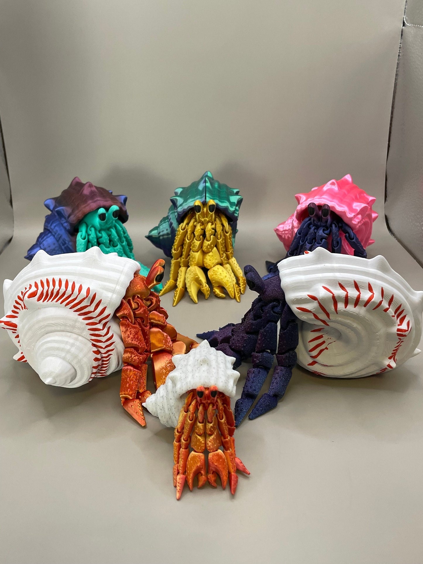 Articulated Hermit Crab Fidget Toy – 2 Sizes Available - Loads of Color Options