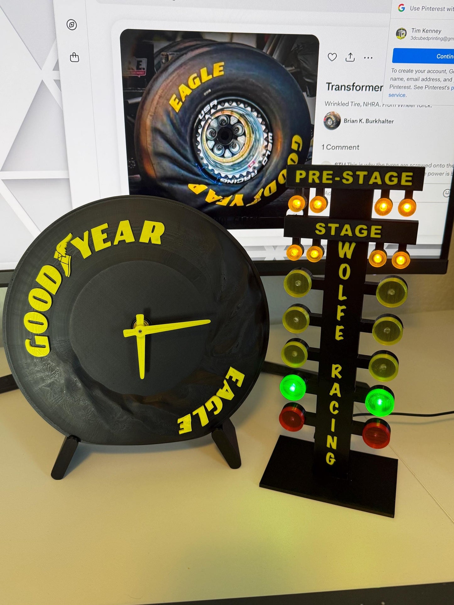 Dragster Tire Clock - Wrinkling Sideall Tire Clock - The Ultimate Racing Enthusiast’s Decor for Garage or Man Cave