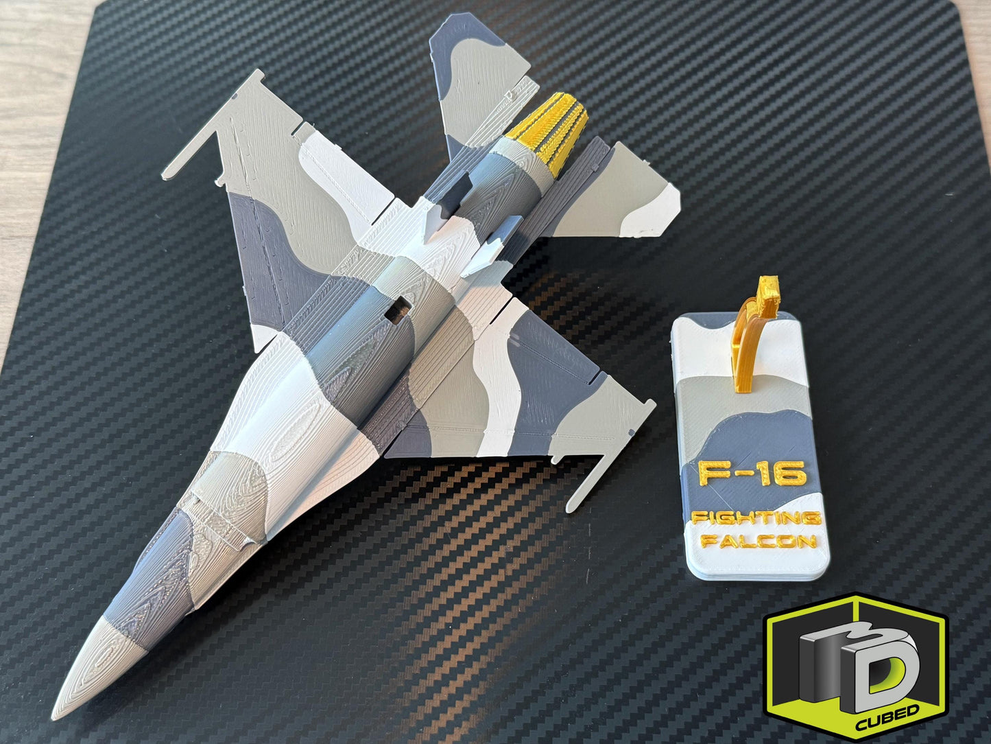 F-16 Model Kit – Arctic Camo Fighter Jet – 3D Printed DIY Airplane Display with Stand – Flat-Pack Gift for Pilots & Aviation Fans