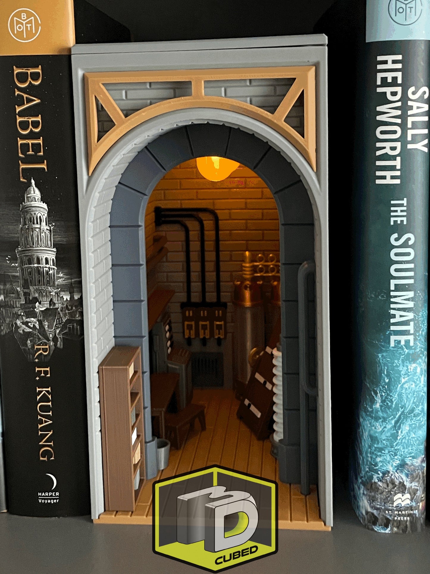 Frankenstein Lab themed Book Nook - Bookshelf Decoration and Home Office Fan Art Display of Dr Frankenstein's Laboratory