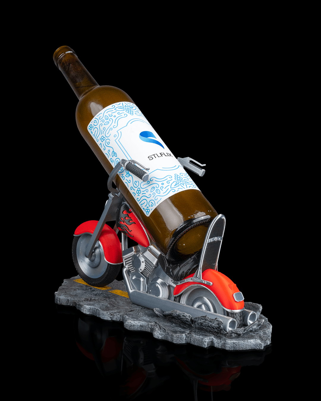 Motorcycle Wine Bottle Holder – Hot Rod Cruiser Design image 0